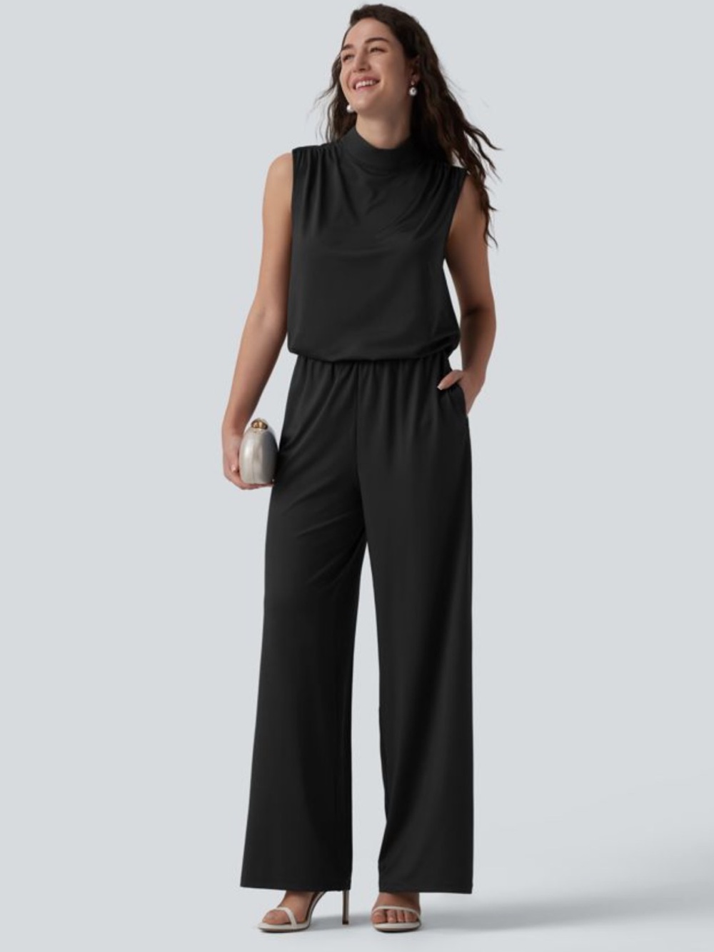 Halara Stand Collar Sleeveless Straight Leg Bridesmaid And Wedding Guest Small